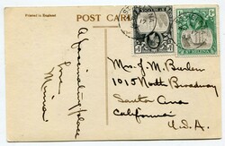 1932 photographic postcard (Residence of Napoleon) addressed to ...