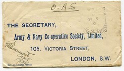 1917 censored stamped 'O.A.S.' envelope addressed to London cancelled ...
