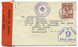 1942 censored envelope addressed to British Red Cross, French section ...