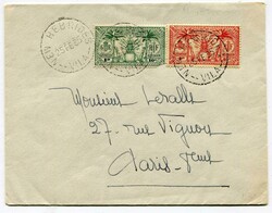 1935 envelope addressed to Paris franked 1d / 10c & 4d / 40c ...