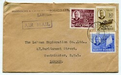 1951 airmail envelope addressed to London franked 10c, 30c & 15c ...