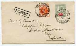 1898 envelope addressed to England franked Great Britain 1/2d & 2d ...