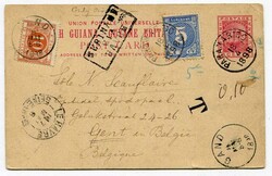 1898 taxed 2c stationery card addressed to Belgium marked 'Only ...