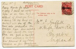 1910 postcard addressed to Brighton franked overprinted 1d small ...