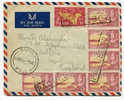 1955 envelope written on board S.S. Orion Tonga addressed to Kent ...