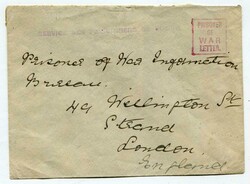 Undated WW.1 stampless envelope addressed to London. Straight line ...