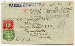 1939 taxed censored 'On Active Service' envelope addressed to Surrey. ...