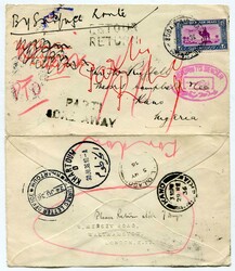 1936 enveloped (Opened out for display) Franked 2 1/2pi adhesivetied ...