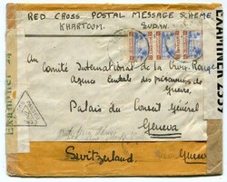 1942 multi censored 'Red Cross Postal Message Scheme Khartoum Sudan' ...