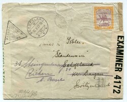 1942 multi censored envelope addressed to Switzerland internally ...