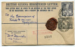 1938 4c registered stationery envelope (G) addressed to Georgetown ...