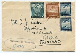 1948 multi franked envelope with letter written from Santiago Chile ...