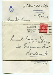 1911 envelope stationery 2nd West India Regiment with enclosed letter ...