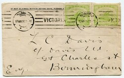 1916 envelope addressed to Birmingham franked horizontal pair 1/2d ...