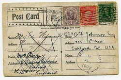 1909 "A Friend" round the world postcard from Oakland California ...