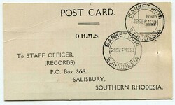 1930 O.H.M.S. card from a retired Sargeant A Smith acknowledging ...