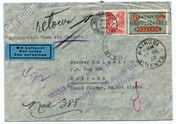 1938 airmail envelope from Winterhur Switzerland addressed to Nairobi ...