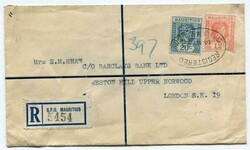 1943 registered envelope stationery Mauritius Commercial Bank ...