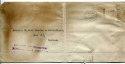 1943 unidentified vessel cover from London with stamp washed off ...