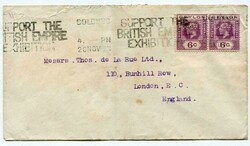 1923 envelope addressed to London franked horizontal pair 6c perfin ...