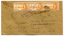 1951 envelope addressed to Tampa Florida franked 3 x 3d Victory ...