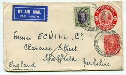 1933 1d stationery envelope addressed to Sheffield uprated 8d & 1d ...
