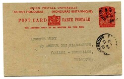 1953 2c stationery postcard addressed to Belgium cancelled "BELIZE" c ...