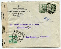 1945 censored envelope from Jerez de la Frontea Spain address to Las ...