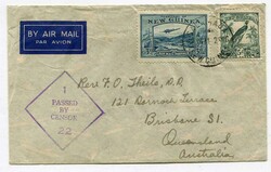 1941 censored airmail envelope addressed to Brisbane franked 3d & 5d ...