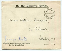 1912 'On His Majesty's Service' stampless envelope Department of ...