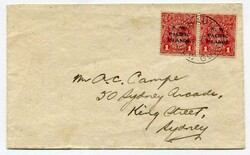 1917 envelope addressed to Sydney franked horizontal pair overprinted ...