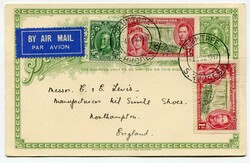 1937 1/2d stationery card with message addressed to Northampton, ...