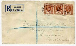 1938 registered envelope addressed to Manchester franked horizontal ...