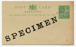 1923 1/2d stationery postcard overprinted 'SPECIMEN' additionally ...