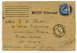 1913 envelope from West Bromwich addressed to Danish West Indies with ...