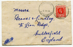 1918 envelope signed bottom left corner addressed to Huddersfield ...