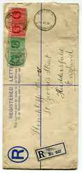1921 2 1/2d registered stationery envelope (H2) addressed ...