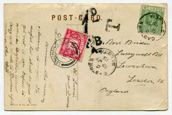 1915 underpaid postcard addressed to London franked 1/2d adhesive ...