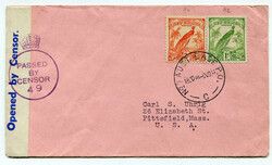 1944 censored envelope addressed to the U.S.A. Franked 2d & 1d ...