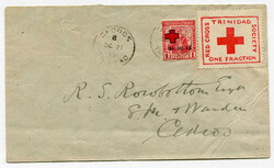 1915 local envelope franked Red Cross 1d overeprinted adhesive tied ...