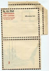 1947 Christmas Air Letter Aerogramme. (AL4) Black proof of the green ...