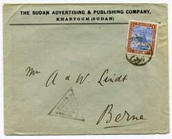 1918 censored envelope addressed to Switzerland, franked 1pi adhesive ...