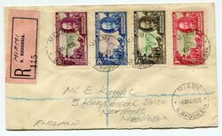 1936 registered envelope addressed to Middlesex franked set of four ...