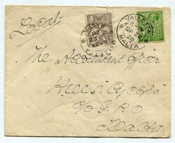 1928 taxed local envelope franked 1/2d adhesive tied 'VALLETTA' c.d.s ...