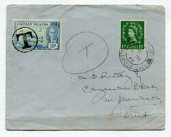 1952 taxed envelope from Chershire addressed to Cayman Brac. On ...