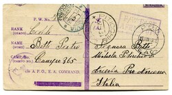 1943 censored captured Italian stationery card which has been cutdown ...