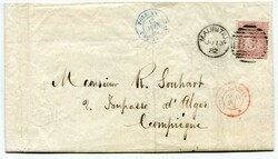 1882 wrapper addressed to France franked 17c adhesive tied 'MAURITIUS ...