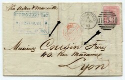 1881 disinfected lettersheet marked 'Via Aden & Marseille' addressed ...