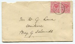 1894 envelope addressed to Bay of Islands franked horizontal pair 1d ...