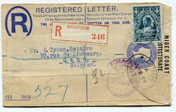 1901 Great Britain overprinted 2d registered stationery envelope (F) ...